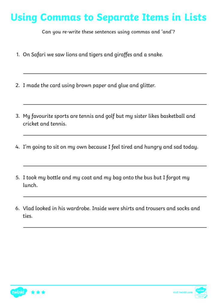 using-commas-worksheet